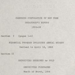 Treasurer's Report, 193...