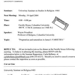 Announcements, 2004-04-19. ...