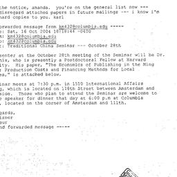 Announcements, 2004-10-28. ...
