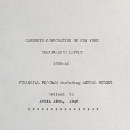 Treasurer's Report, 193...