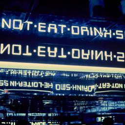 Interior view, signage.