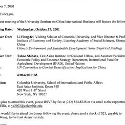 Announcements, 2001-10-17. ...