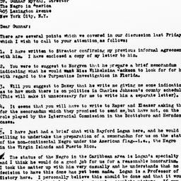 Letter from Ralph J. Bunche...