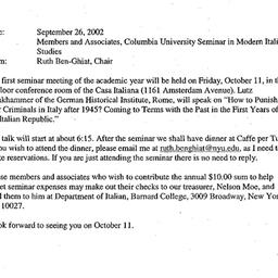 Announcements, 2002-10-11. ...