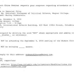 Announcements, 2004-12-09. ...