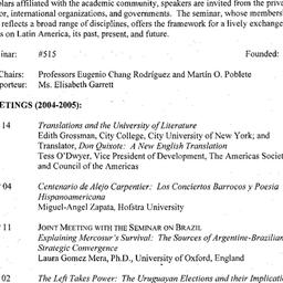 Schedules, Latin America, s...