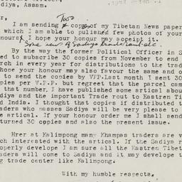 Letter to Political Officer...