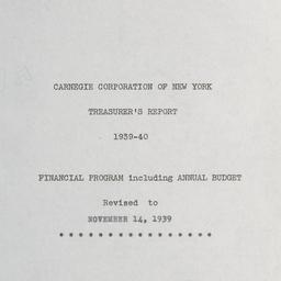 Treasurer's Report, 193...