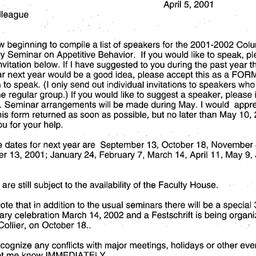 Correspondence, 2001-04-05....