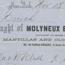 Molyneux Bell. Bill or receipt