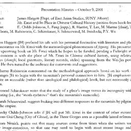 Minutes, 2001-10-09. Tradit...