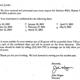 Correspondence, 2001-05-22....