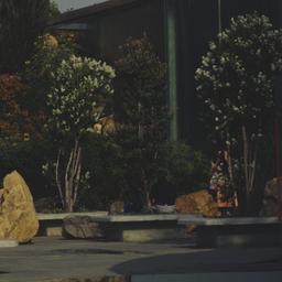Plaza with rocks and benche...