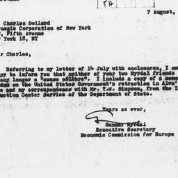 Letter from Gunnar Myrdal t...