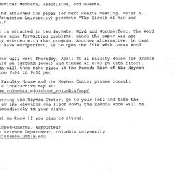 Announcements, 2005-04-21. ...