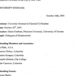Minutes, 2003-10-16. Classi...
