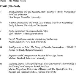 Schedules, Slavic History a...
