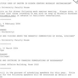 Announcements, 2003-11-06. ...