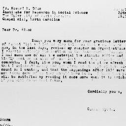 Letter from Gunnar Myrdal t...