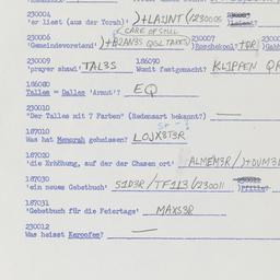 Western questionnaire, answ...
