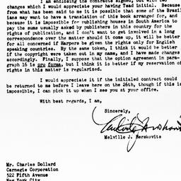 Letter from Melville J. Her...