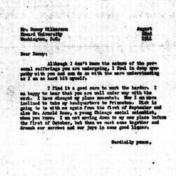 Letter from Gunnar Myrdal t...