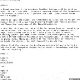 Announcements, 2005-04-21. ...