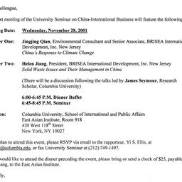 Announcements, 2001-11-28. ...