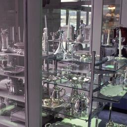 Inside/outside silver display.