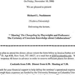 Announcements, 2000-11-10. ...