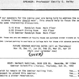 Announcements, 1992-10-22. ...