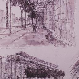 Drawings of waterfall, prom...