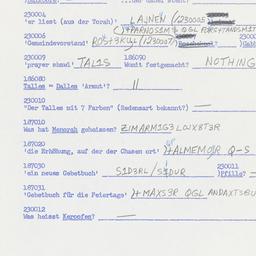 Western questionnaire, answ...
