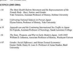 Schedules, Modern East Asia...