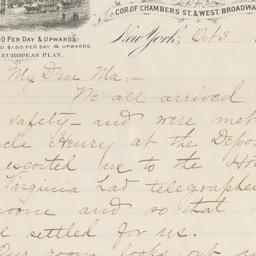 Cosmopolitan Hotel. Letter