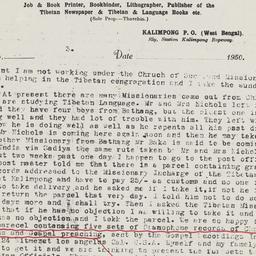Tharchin's letter about...