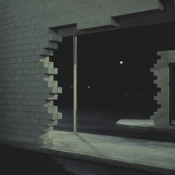 View through layered facade...