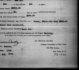 Carnegie Church Organs, Lis...