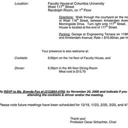 Announcements, 2000-11-21. ...