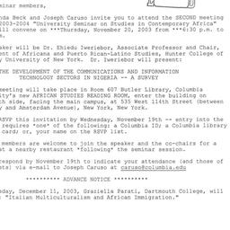 Announcements, 2003-11-20. ...