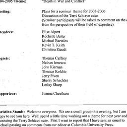 Minutes, 2005-04-13. Death,...