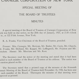 Board Meeting, 1/20/1927