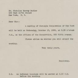 Board Meeting, 10/15/1930