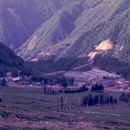 View of valley with mountai...