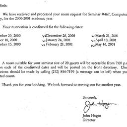 Correspondence, 2001-06-07....
