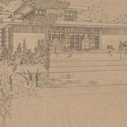 Exterior view with pond