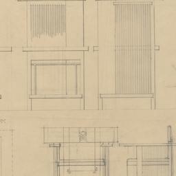 Writing table, chair plan, ...