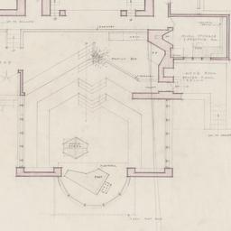 First floor plan, south ele...