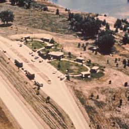 Highway and reststop, aeria...