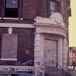 Exterior view, detail of en...